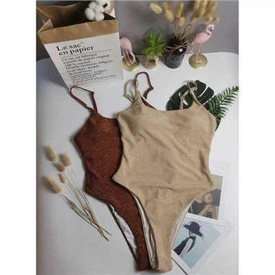 Glitter High Cut One Piece Swimsuit