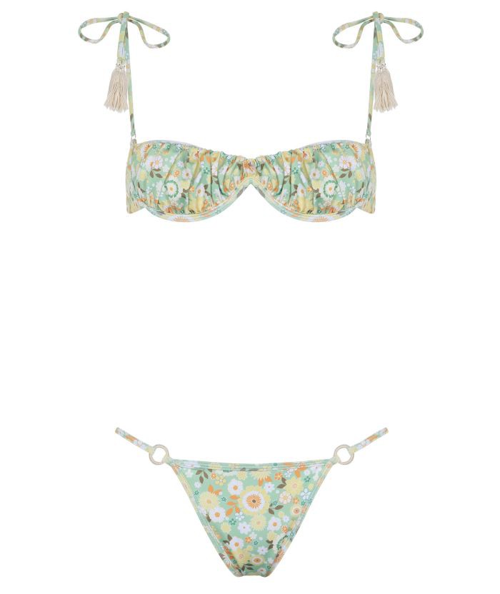 Adjustable Strap Push Up Wildflower Printing Swimwear