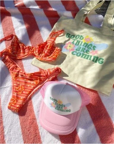 Adjustable Strap Push Up Bikini Wildflower Striped Print Swimsuit