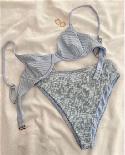 Custom Private Label Bikini Rib High Waist Bikini Swimwear