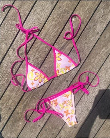 Halter Wildflower Swimwear Tie Side Two Piece Bathing Suits