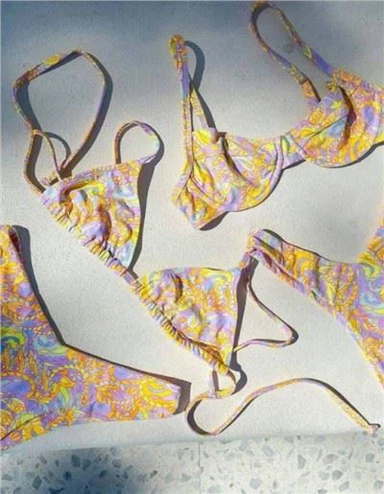 High Waist Floral Bikini Push Up Swimwear