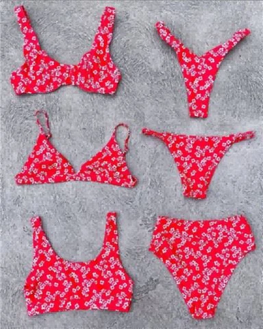 High Waist Two Piece Wildflower Printing Swimwear