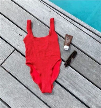 One Piece Women Seersucker Swimsuit