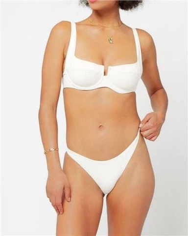 Push Up Swimwear With High-leg Cut Bottom White Swimwear