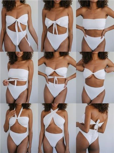 Two Piece Women Bikini Matte Nylon Fabric Swimwear