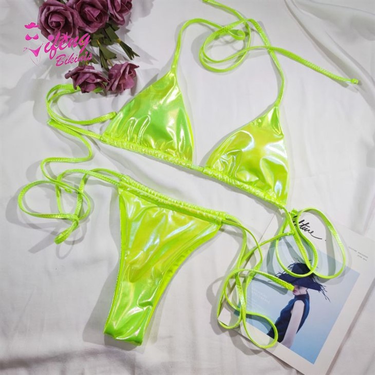 Lime Green Two Piece Triangle Swimwear