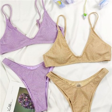 Glitter Padded Metallic Swimsuit For Women