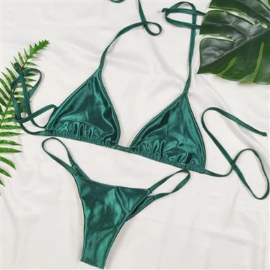 Hot High Quality Green Satin Bikini